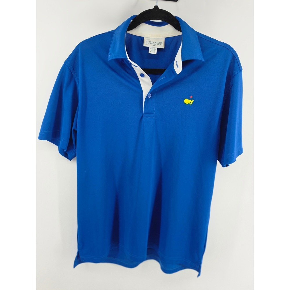 Masters Performance Mens Golf Polo Shirt Blue Short Sleeve Logo Size M RN133979